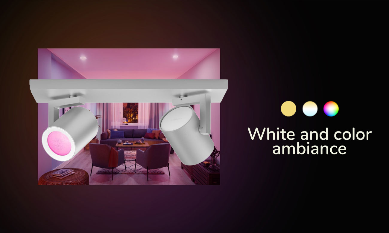 Podwójne oświetlenie punktowe Philips Hue Argenta w aluminiowej oprawie