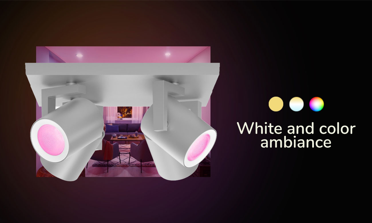 Poczwórne oświetlenie punktowe Philips Hue Argenta w aluminiowej oprawie