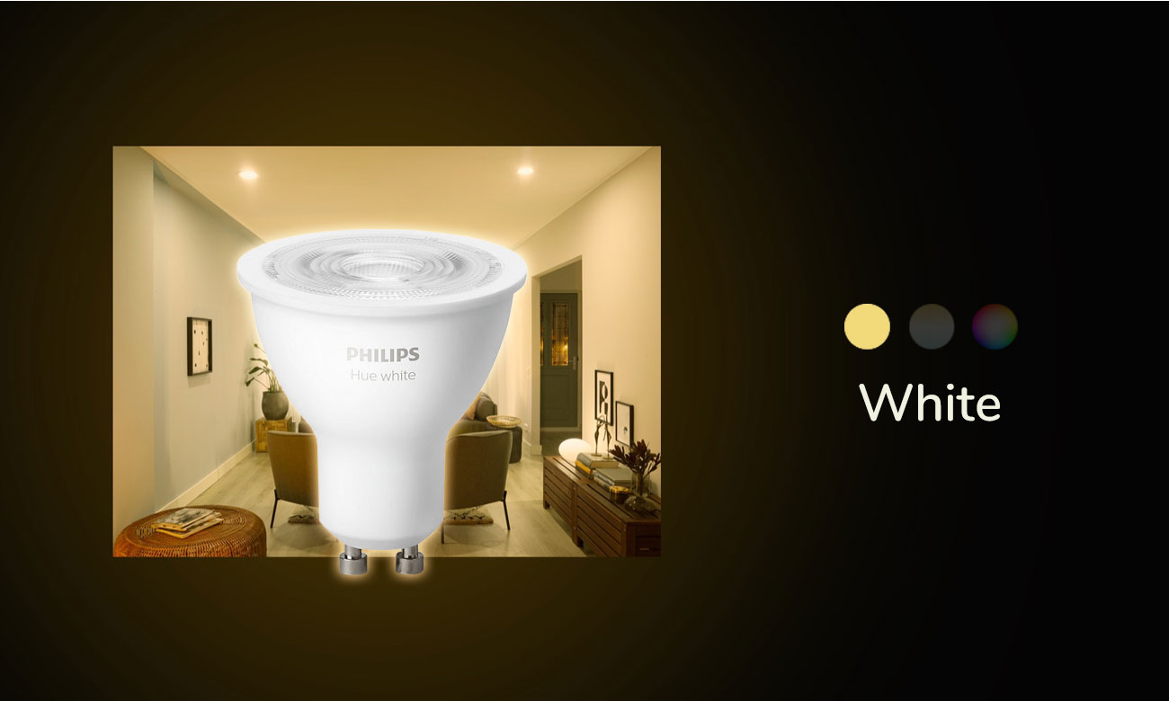 Inteligentna żarówka Philips Hue White (1szt. GU10 5,2W) 8718699628697 (ZigBee+BT)