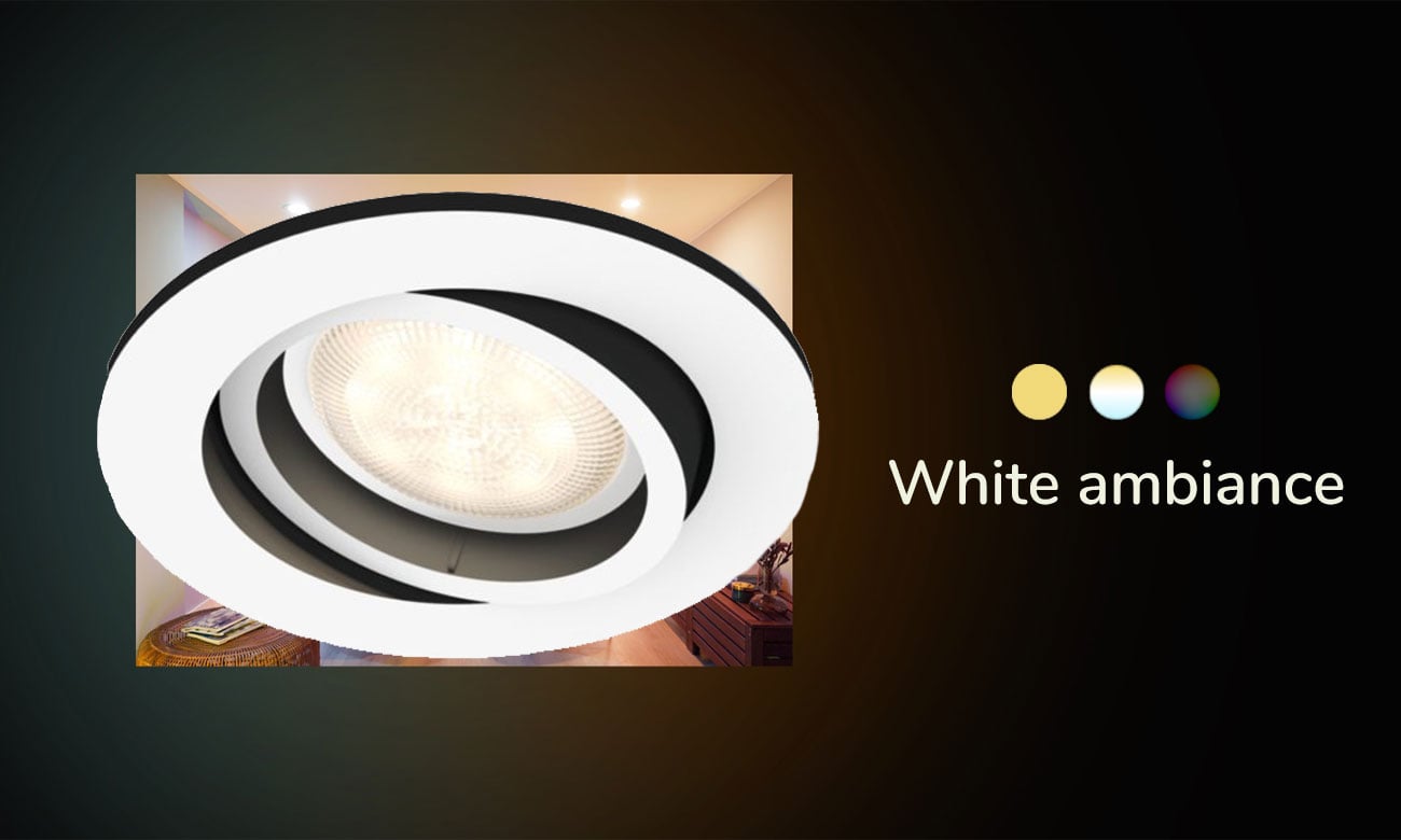 Wbudowane światło punktowe rozszerzające Philips Hue Milliskin w białej oprawie