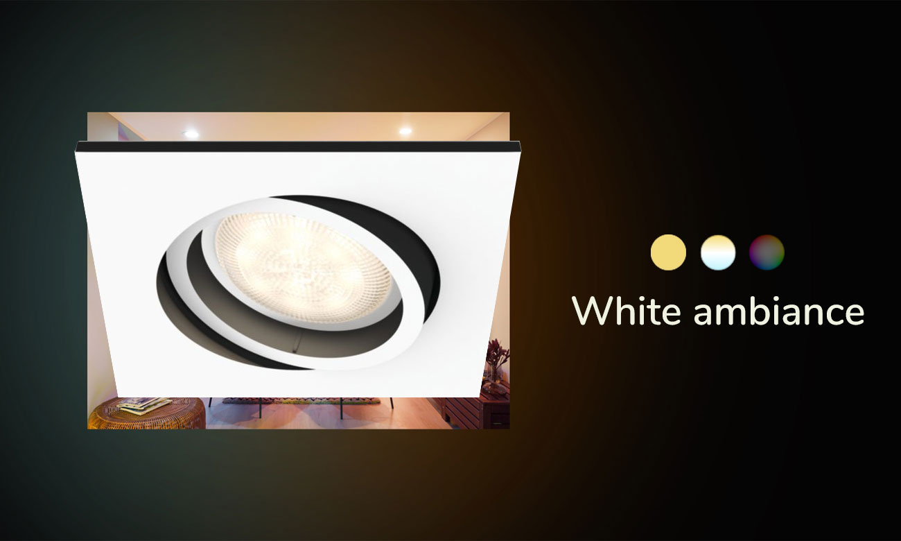 Wbudowane światło punktowe rozszerzające Philips Hue Milliskin w białej oprawie