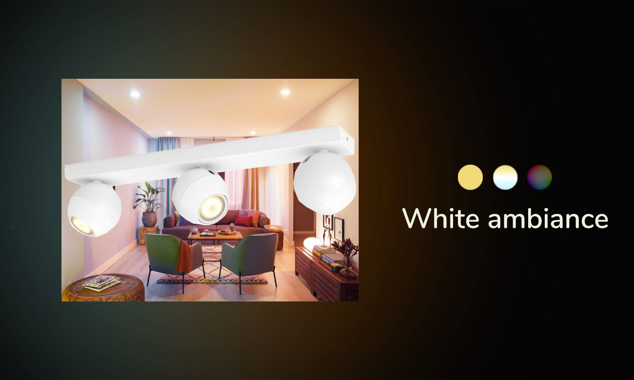 Potrójne oświetlenie punktowe Philips Hue Buckram Białe