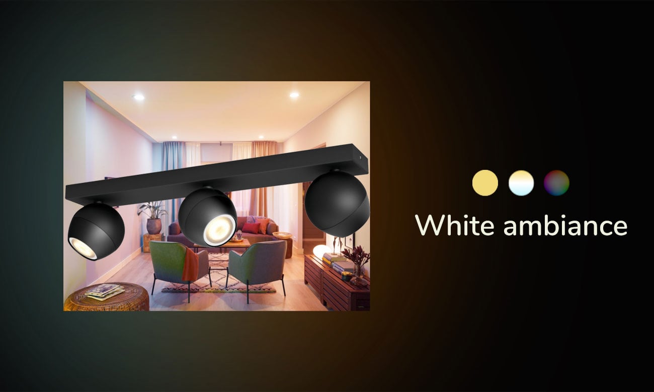 Potrójne oświetlenie punktowe Philips Hue Buckram Czarne