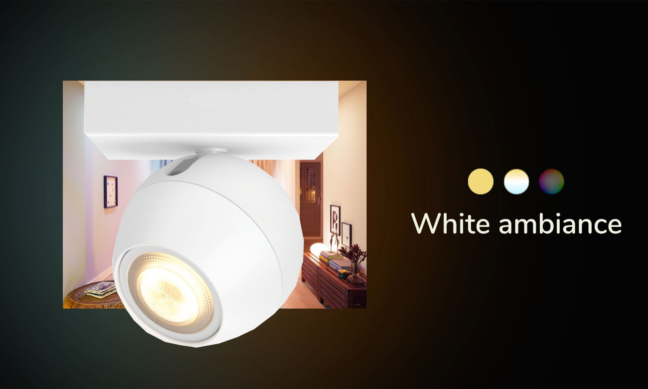Pojedyncze oświetlenie punktowe Philips Hue Buckram Białe