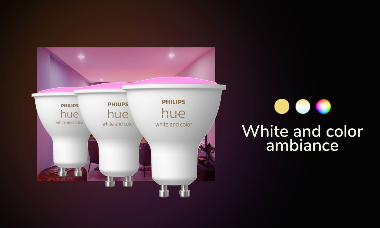 Inteligentna żarówka Philips Hue White and Color Ambiance 3xGU10