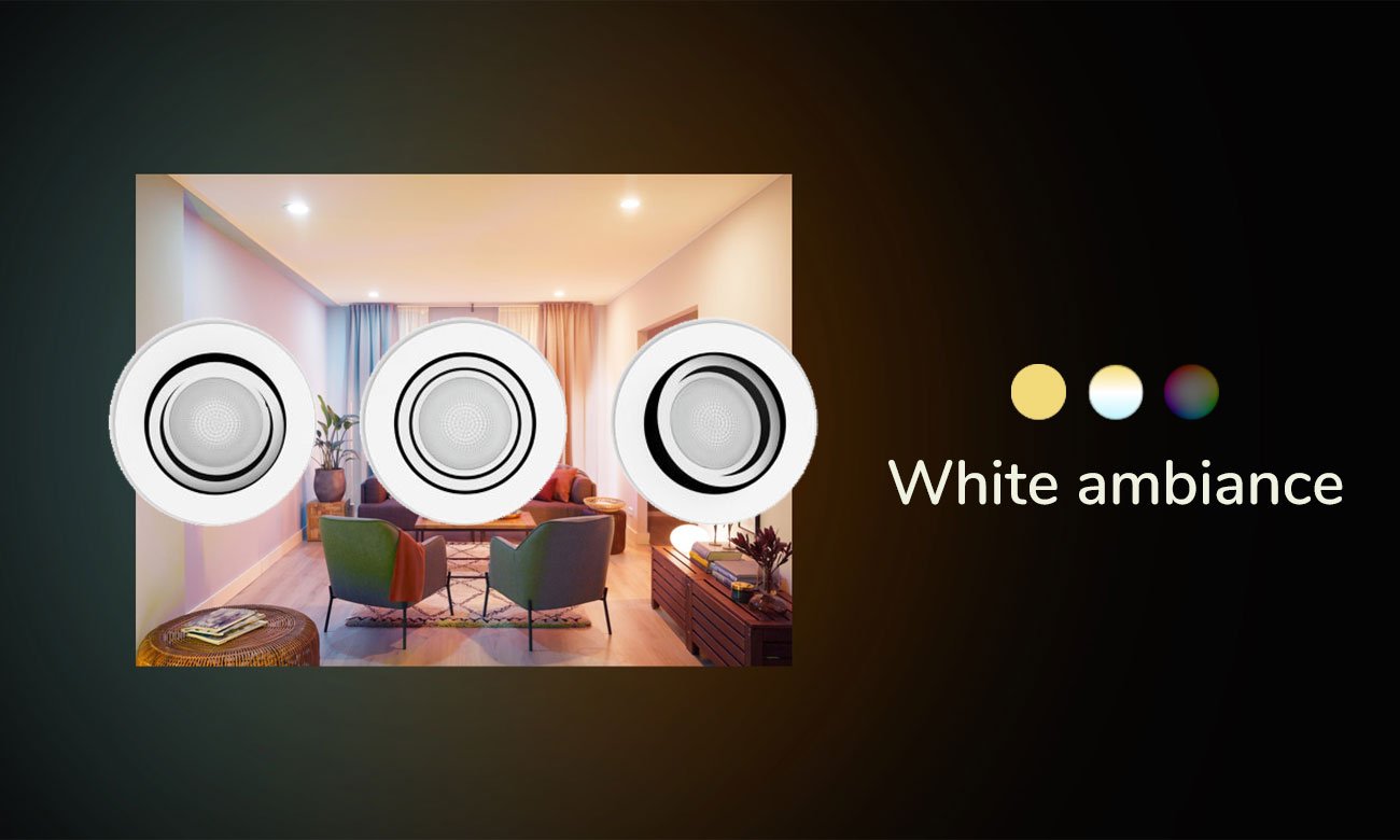 Wbudowane światło punktowe Philips Hue Milliskin w białej oprawie (3 szt.)