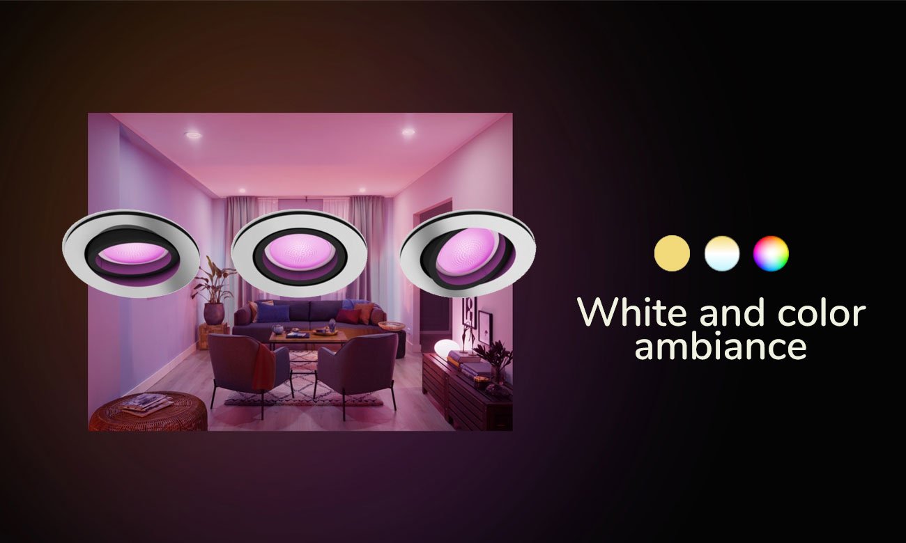 Wbudowane oświetlenie punktowe Philips Hue Centura w aluminiowej oprawie (3 szt.)