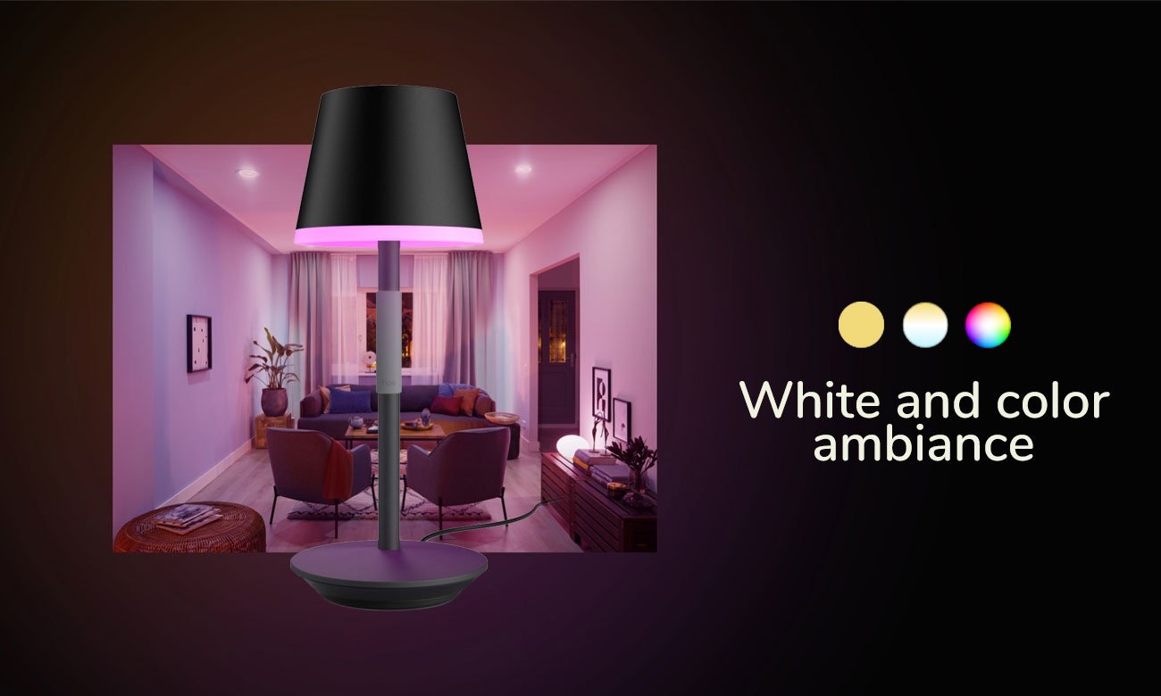 Tragbare Tischleuchte Philips Hue Go Schwarz