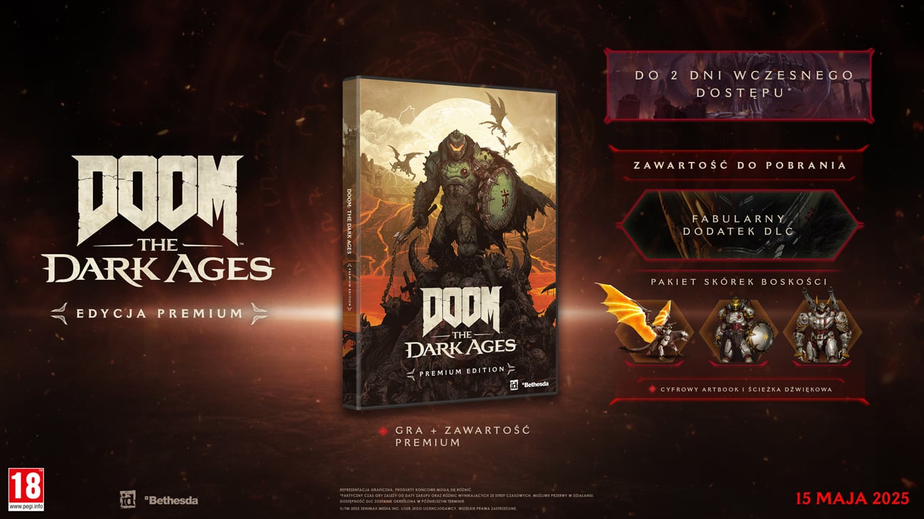 Grafika z zawartością wydania gry DOOM: The Dark Ages Edycja Premium