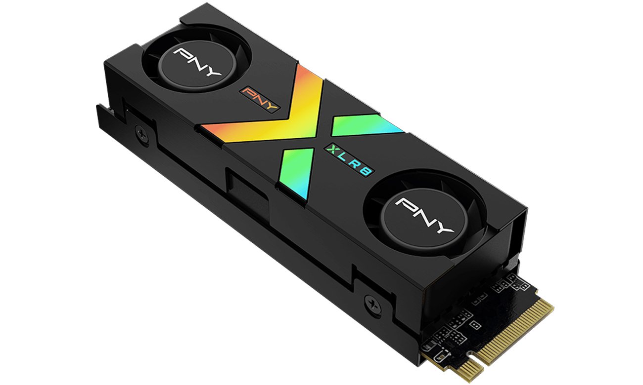 Dysk SSD M.2 PCIe Gen5 NVMe PNY CS3150 Heatsink RGB - Widok od góry pod kątem