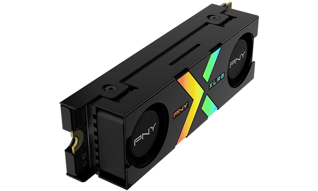 Dysk SSD M.2 PCIe Gen5 NVMe PNY CS3150 Heatsink RGB - Widok od przodu pod kątem