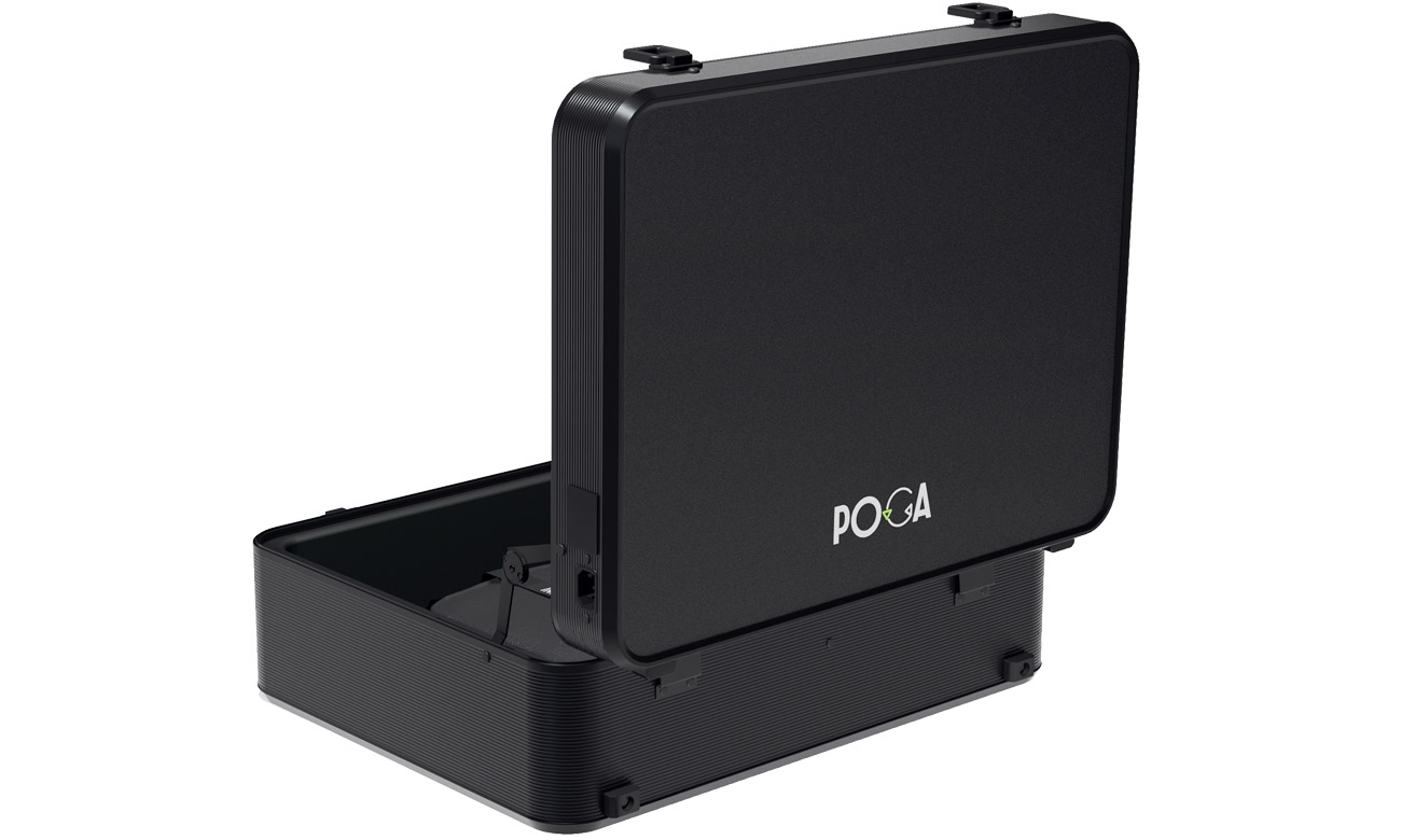 Mobilna walizka POGA ARC Black z monitorem - Widok od tyłu pod kątem