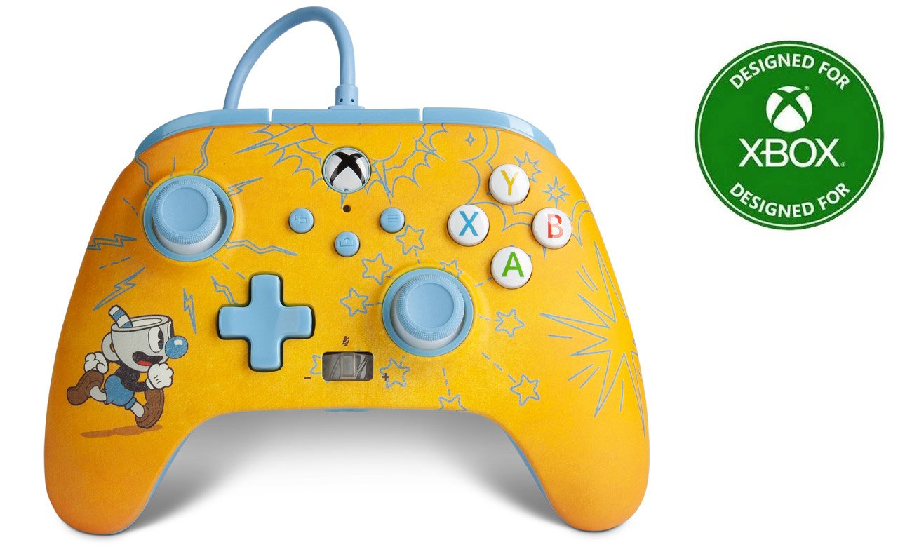 Kontroler przewodowy PowerA Enhanced Cuphead Mugman do Xbox Series X|S - Widok od przodu