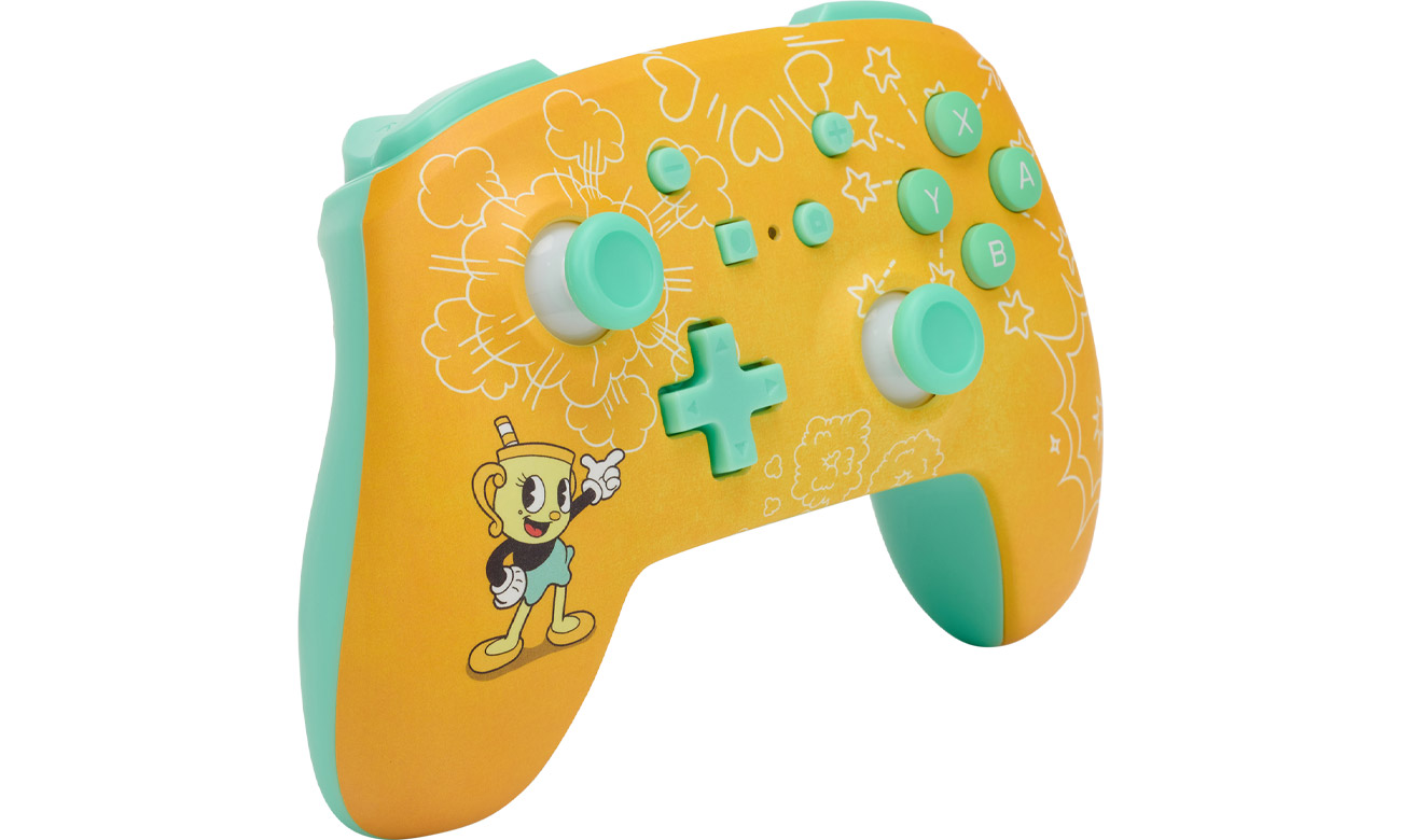Pad bezprzewodowy PowerA Enhanced Cuphead Ms Chalice do Nintendo Switch - Widok od przodu pod kątem
