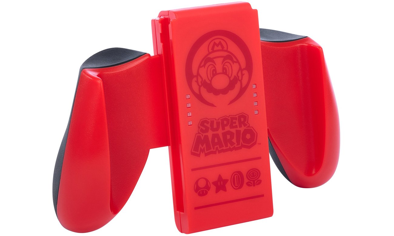 PowerA Grip Super Mario Red Halterung für Joy-Con - Vorderansicht im Winkel