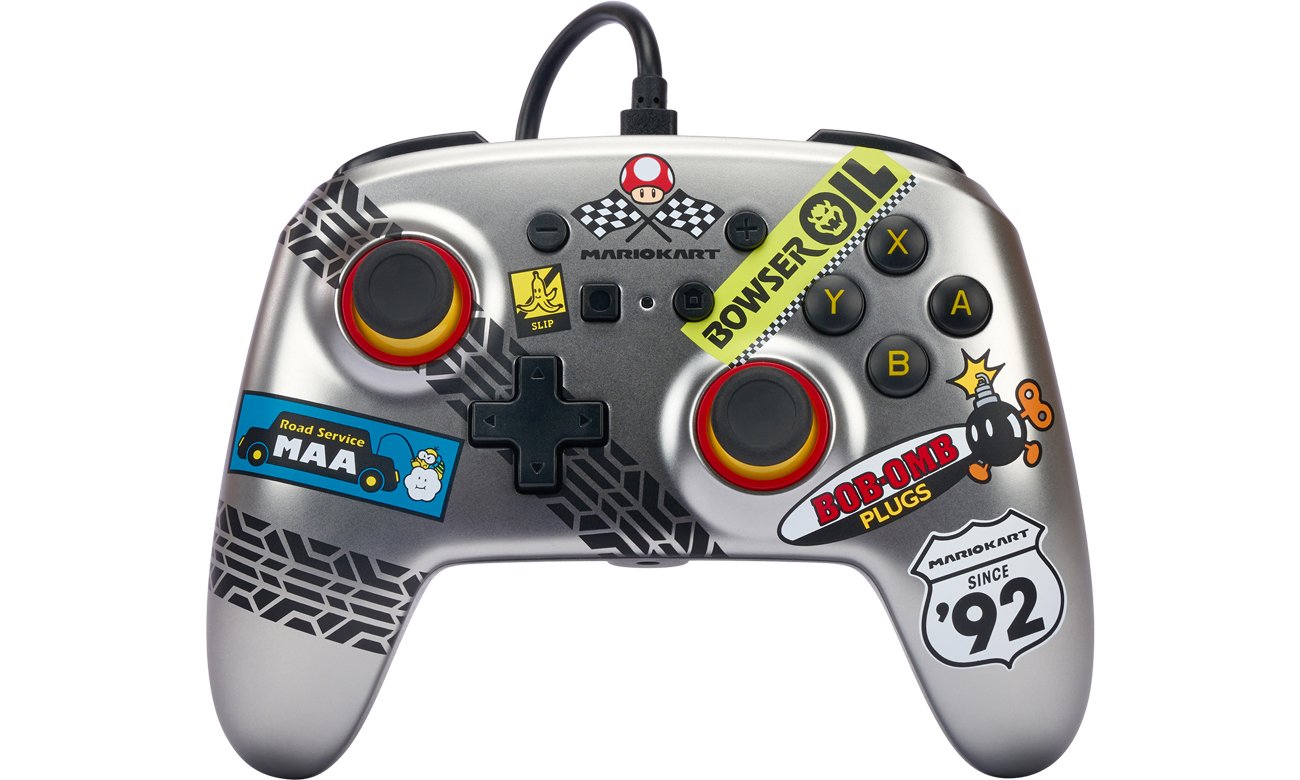 Kontroler przewodowy PowerA Enhanced Mario Kart do Nintendo Switch - Widok od przodu pod kątem