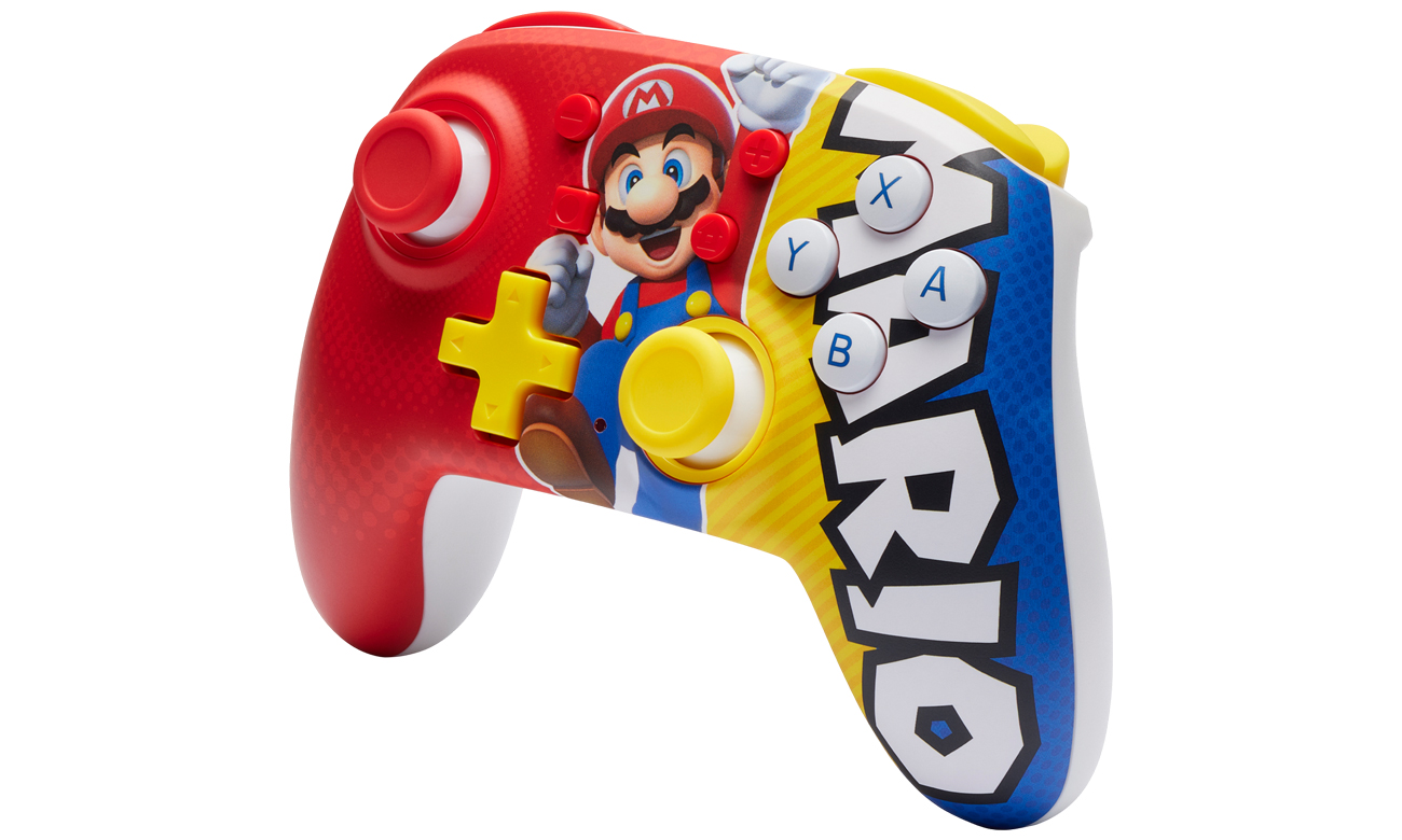 Kontroler PowerA NANO Enhanced Wireless Controller Mario Victory - Widok od przodu pod kątem