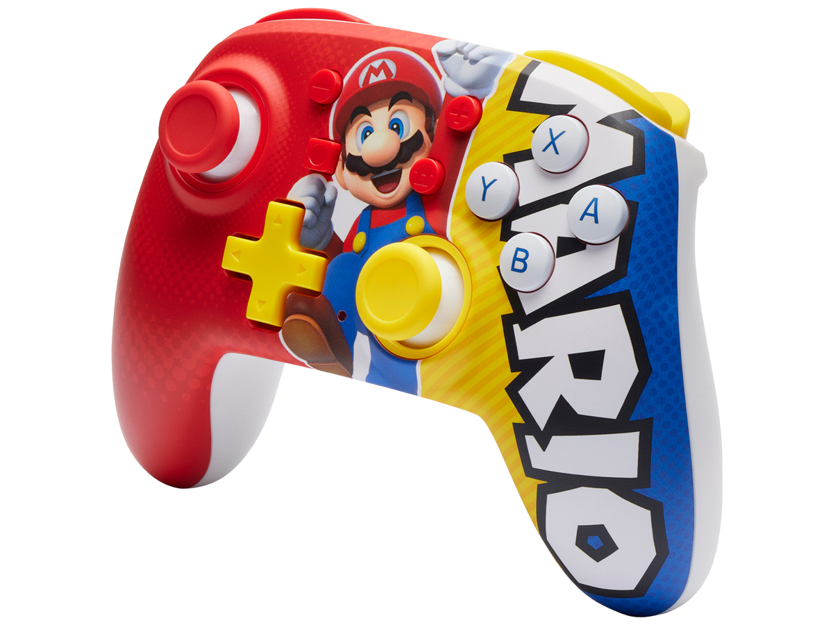 Kontroler PowerA NANO Enhanced Wireless Controller Mario Victory - Widok od przodu pod kątem