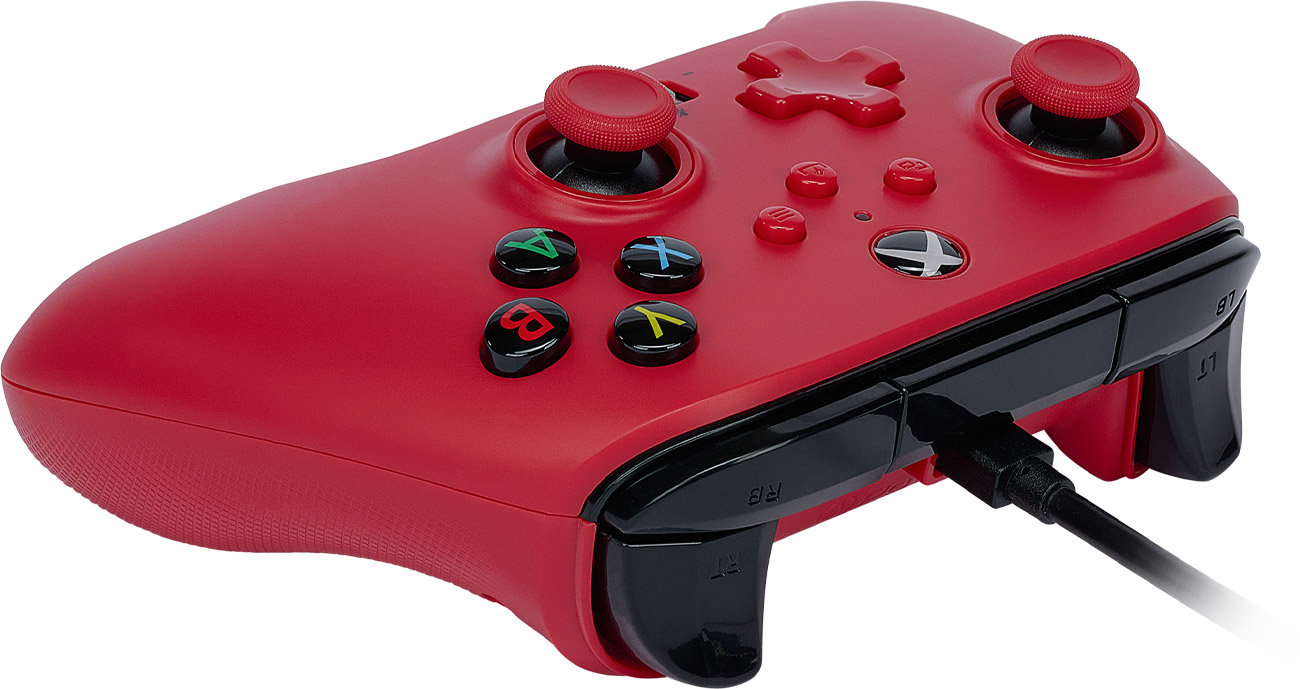 Pad przewodowy PowerA Enhanced Artisan Red do Xbox Series X|S - Widok od góry pod kątem