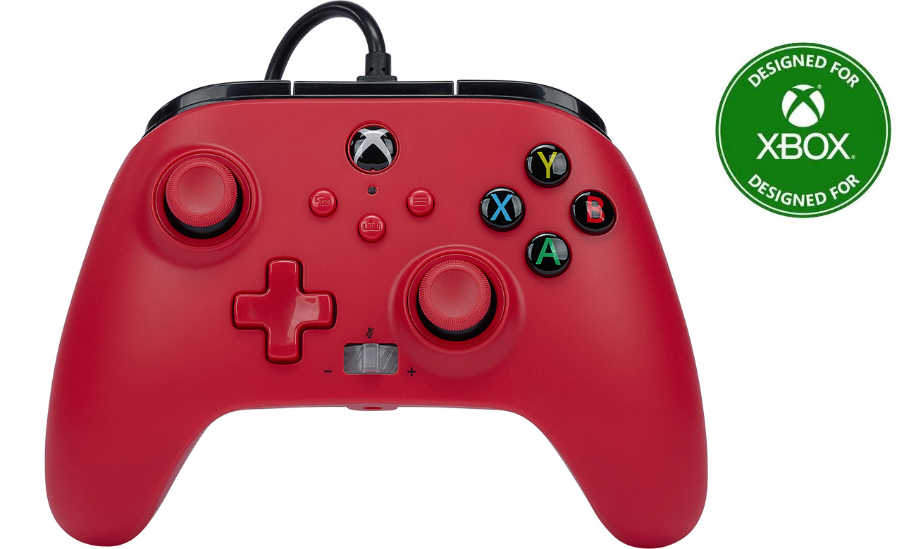 Pad przewodowy PowerA Enhanced Artisan Red do Xbox Series X|S - Widok od przodu