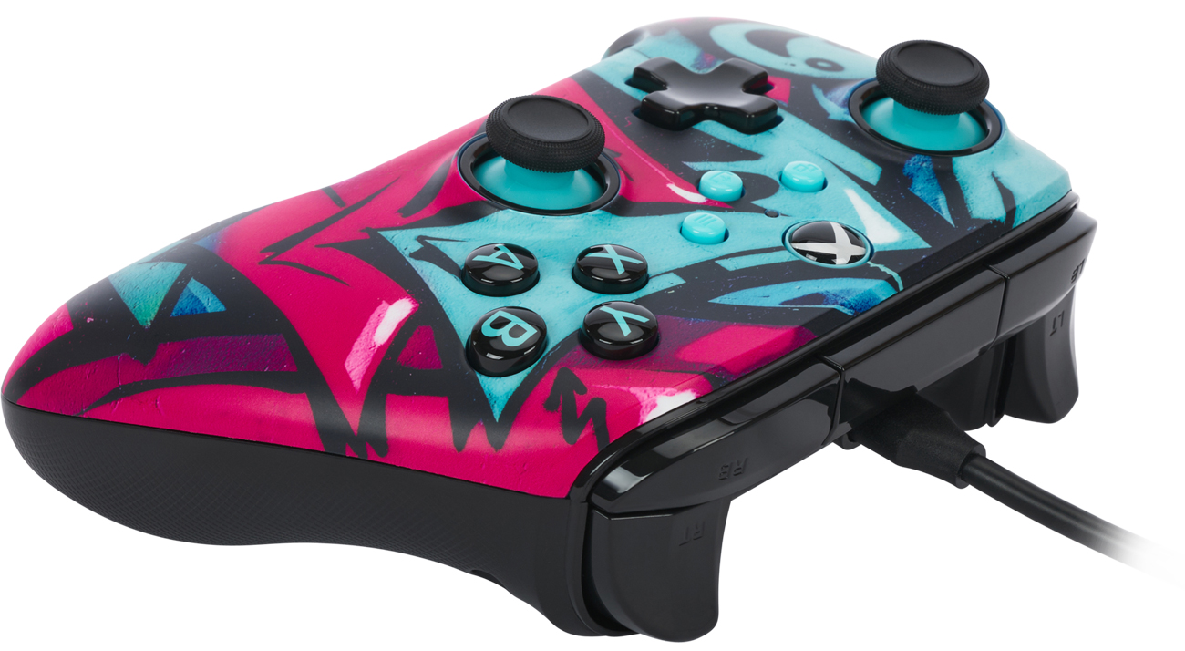 Kontroler przewodowy PowerA Advantage Wild Style do Xbox/PC - Widok od góry pod kątem