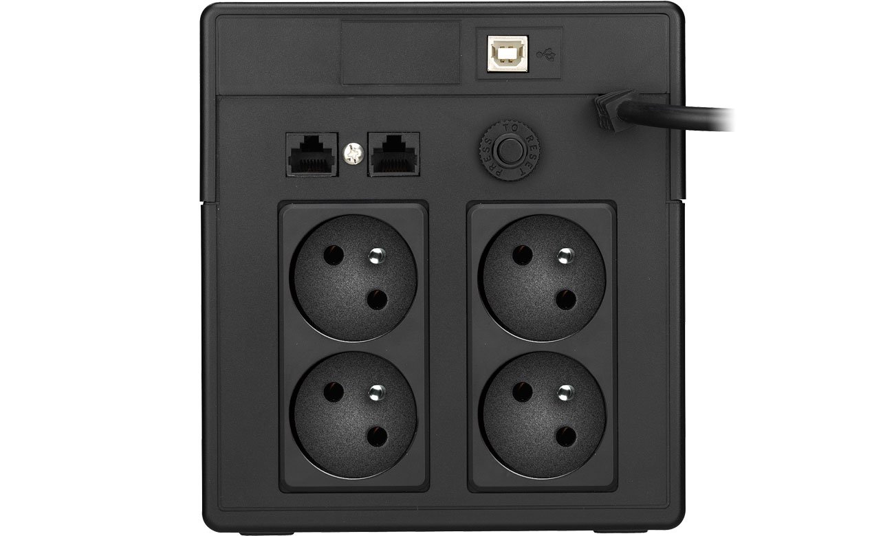 Power Walker VI 1000 PSW FR Widok z tyłu, złącza USB, RJ-45, FR