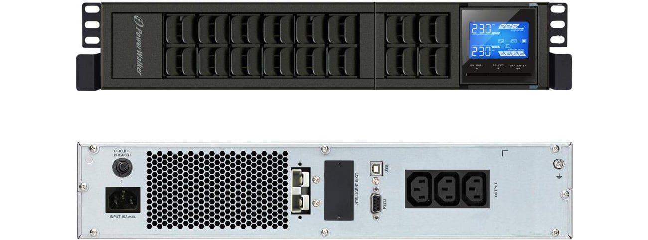 Zasilacz awaryjny UPS Power Walker ON-LINE 1000VA 3X IEC USB RS-232 LCD RACK TOWER VFI 1000 CRM LCD