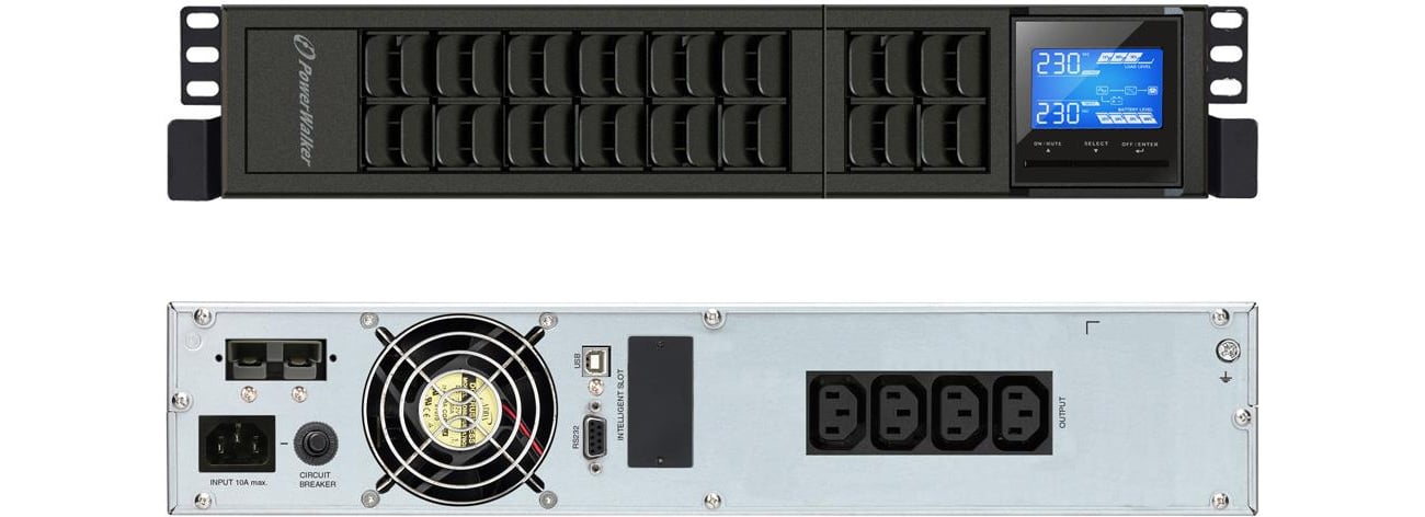 Zasilacz awaryjny UPS Power Walker ON-LINE 1000VA 3X IEC USB RS-232 LCD RACK TOWER VFI 1000 CRM LCD