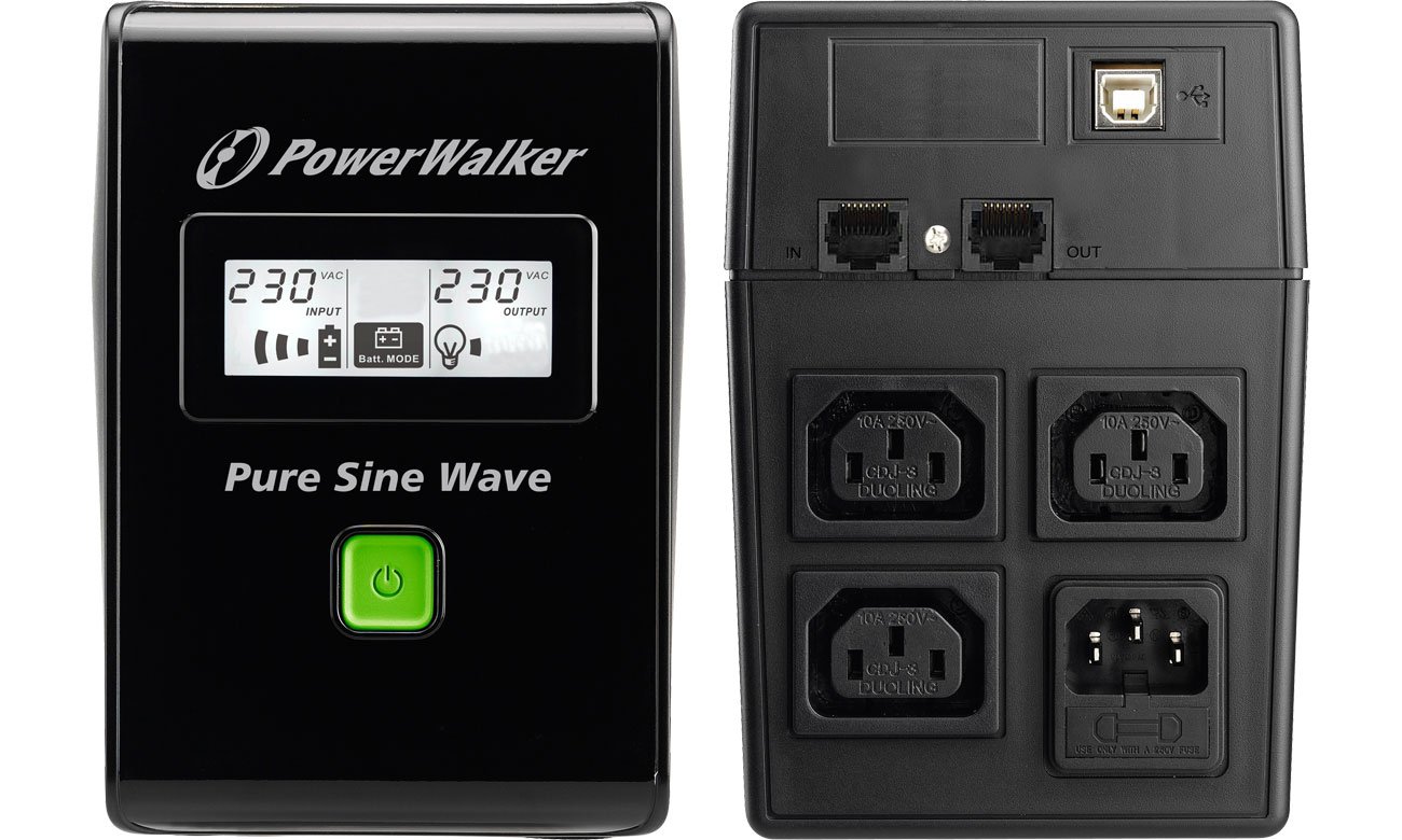 Notstromversorgung (USV) Power Walker LINE-INTERACTIVE (800VA/480W, 3x IEC, USB, LCD) VI 800 SW IEC