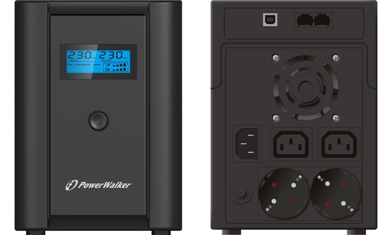 Power Walker LINE-INTERACTIVE 2200VA 2X Schuko + 2X IEC USB LCD