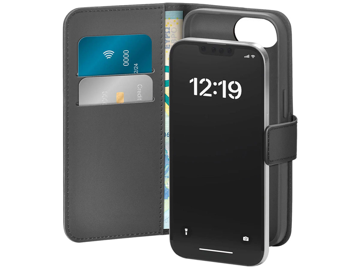 Puro Booklet Case z klapką i portfelem do iPhone 16e - czarne