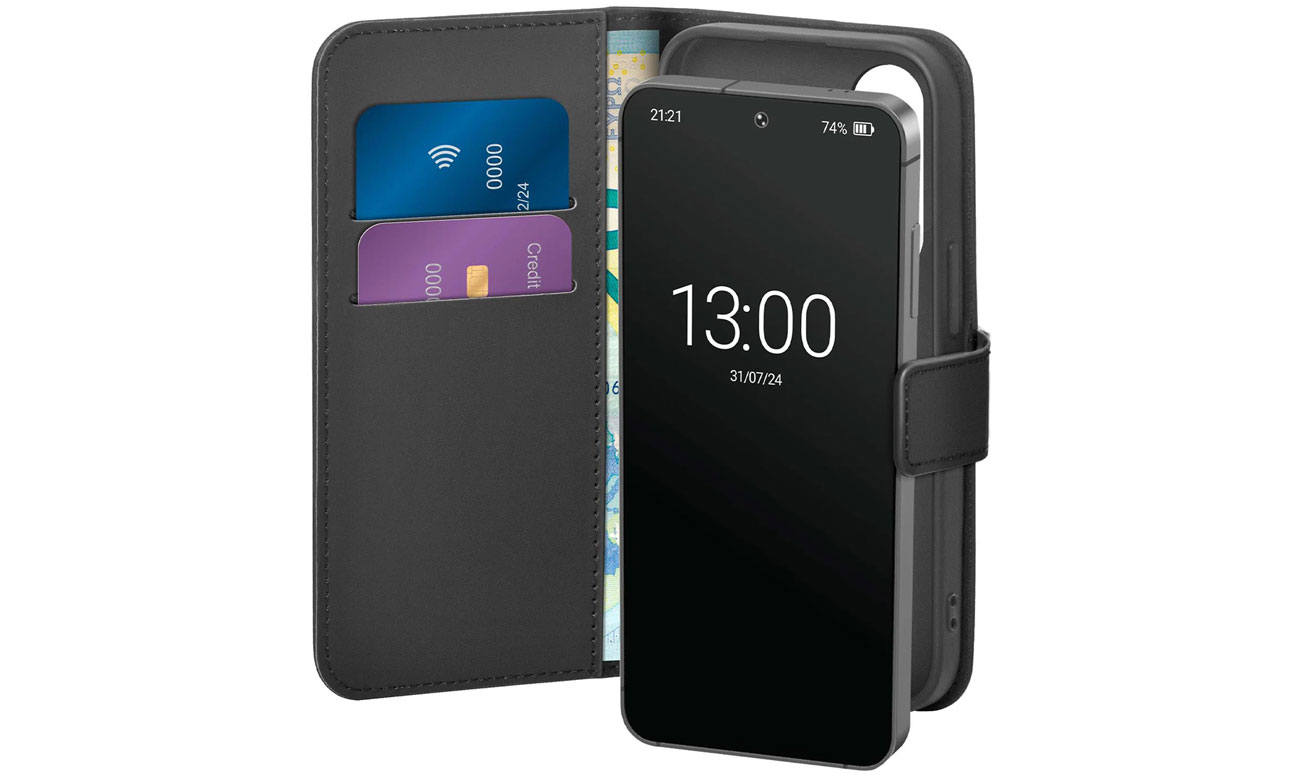 Puro Booklet Case z klapką i portfelem do Samsung Galaxy S25 - czarne