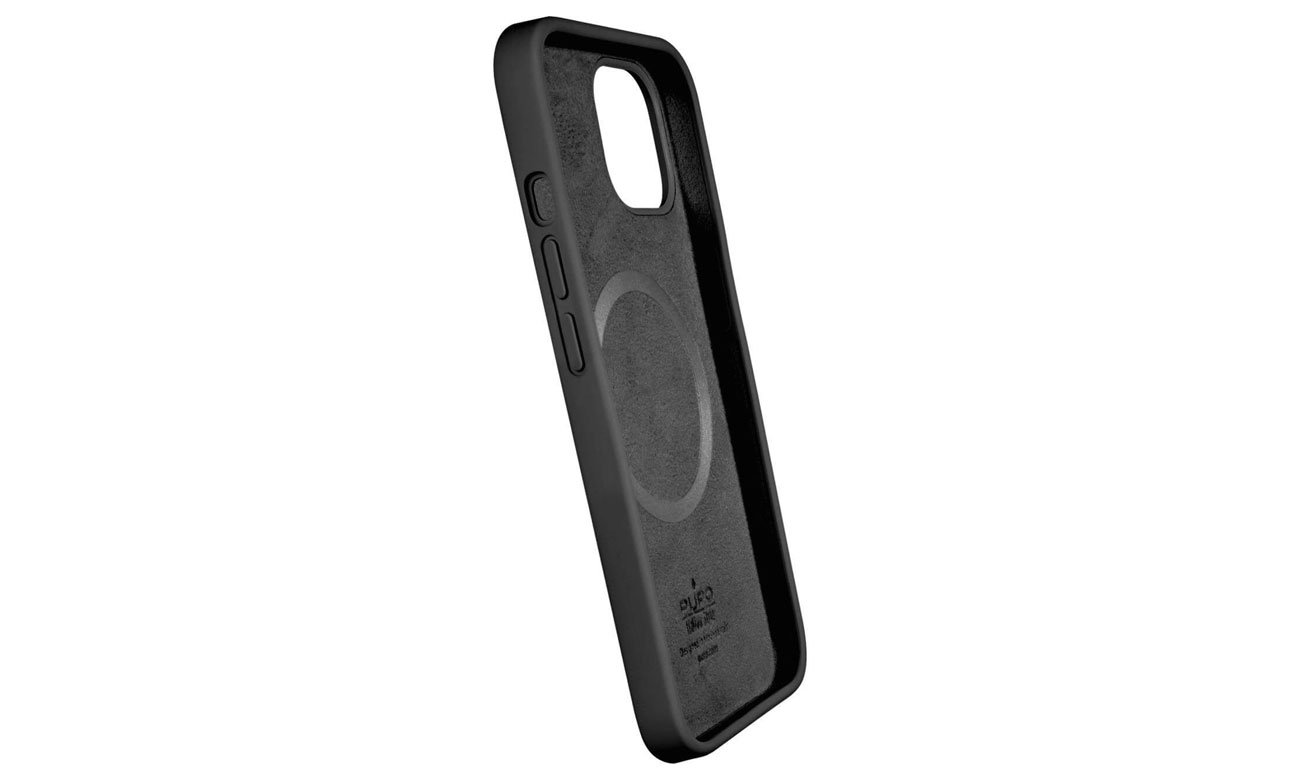 Etui Puro Icon Mag MagSafe do iPhone 12 / 12 Pro Czarne - Widok od wewnątrz pod kątem