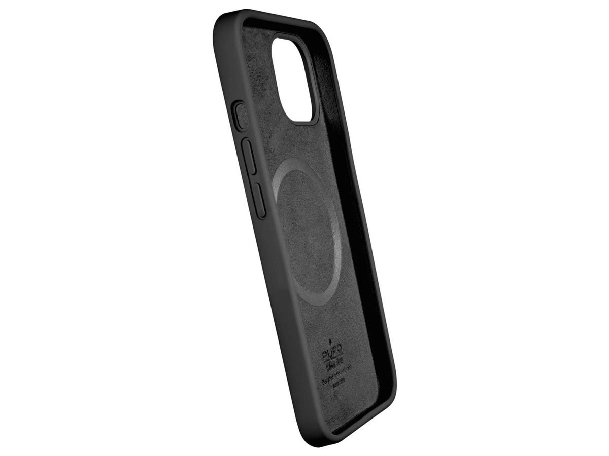 Etui Puro Icon Mag MagSafe do iPhone 12 / 12 Pro Czarne - Widok od wewnątrz pod kątem