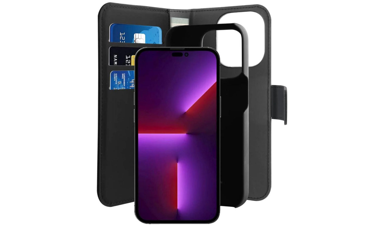 Puro Wallet Detachable MagSafe 2w1 z klapką i portfelem do iPhone 14 Pro