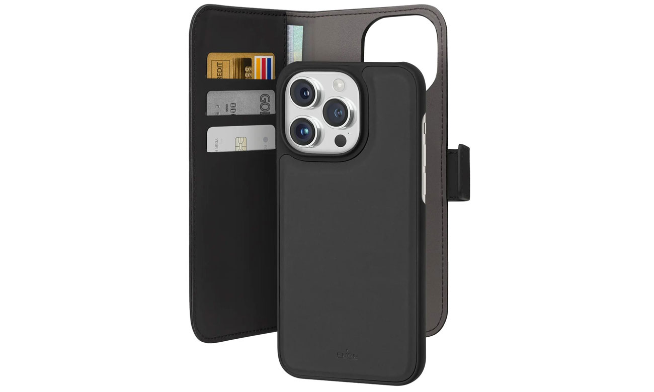 Puro Wallet Detachable MagSafe 2w1 z klapką i portfelem do iPhone 15 Pro Max