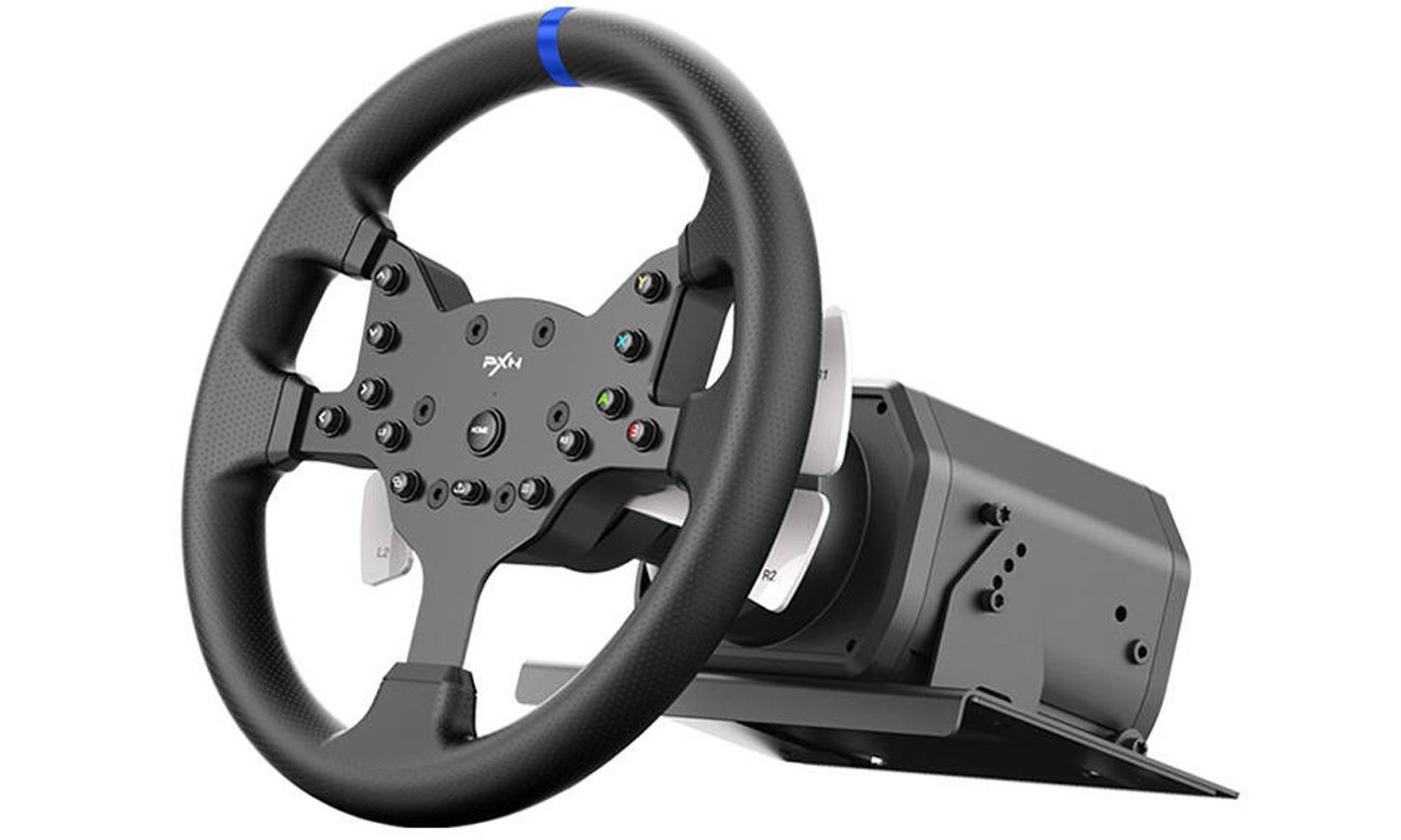 Kierownica do gier PXN V99 do PC, PS3, PS4, Xbox One i Nintendo Switch - Widok od przodu pod kątem
