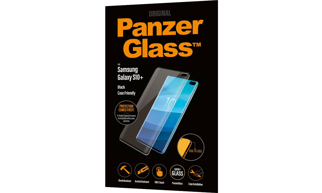 Folia/szkło na smartfon PanzerGlass Szkło Edge Casefriendly do Galaxy S10+ Black 5711724071768 / 7176