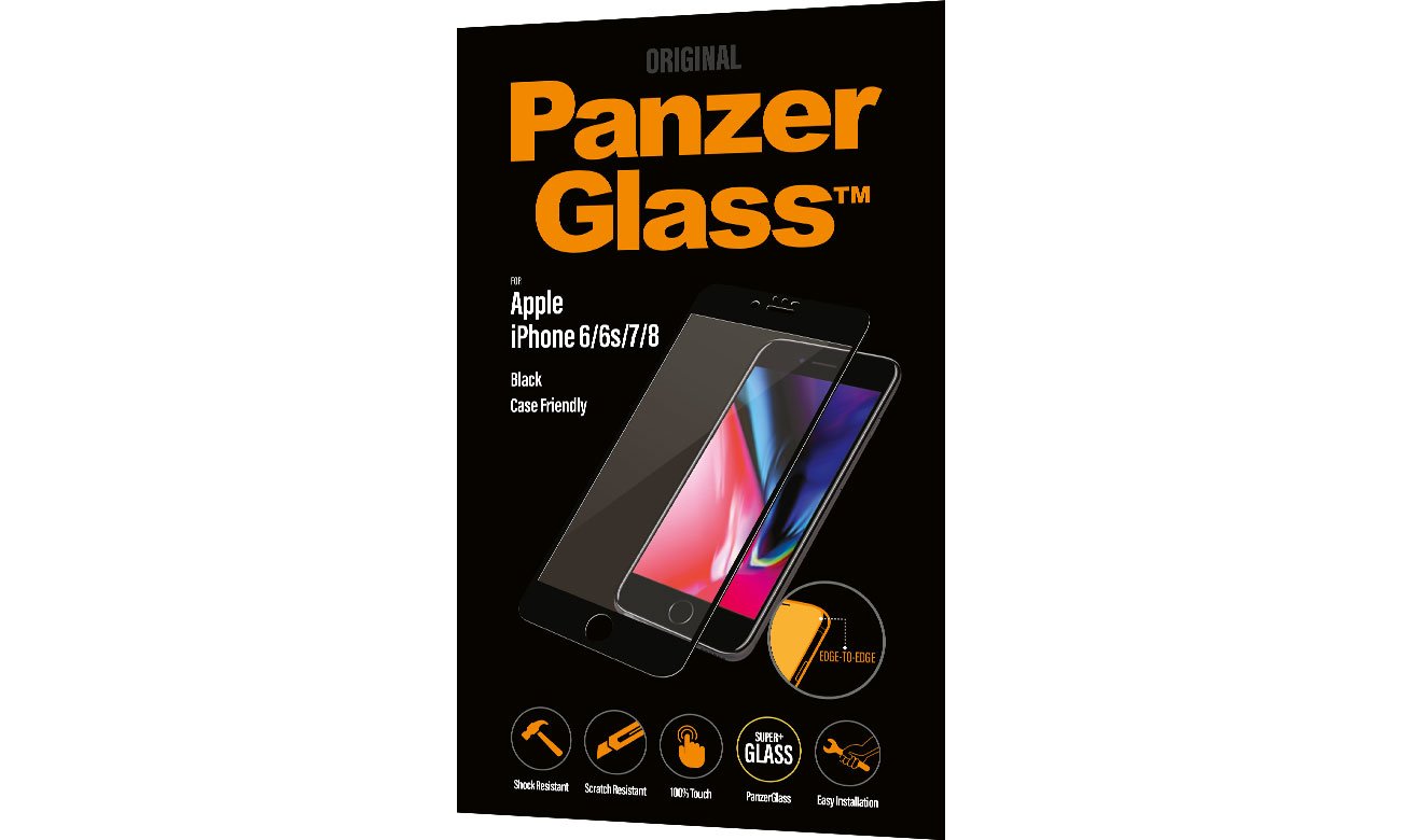 PanzerGlass Szkło Edge do iPhone 6/6s/7/8 Black 5711724026188 / 2618
