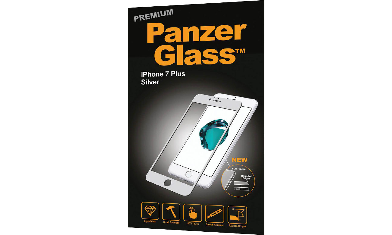 PanzerGlass Szkło Curved Edges do iPhone 7/8 Plus Silver 5711724026058 / 2605