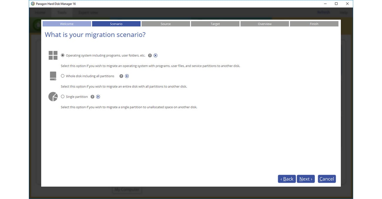 Paragon Hard Disk Manager 16 Opcje migracji