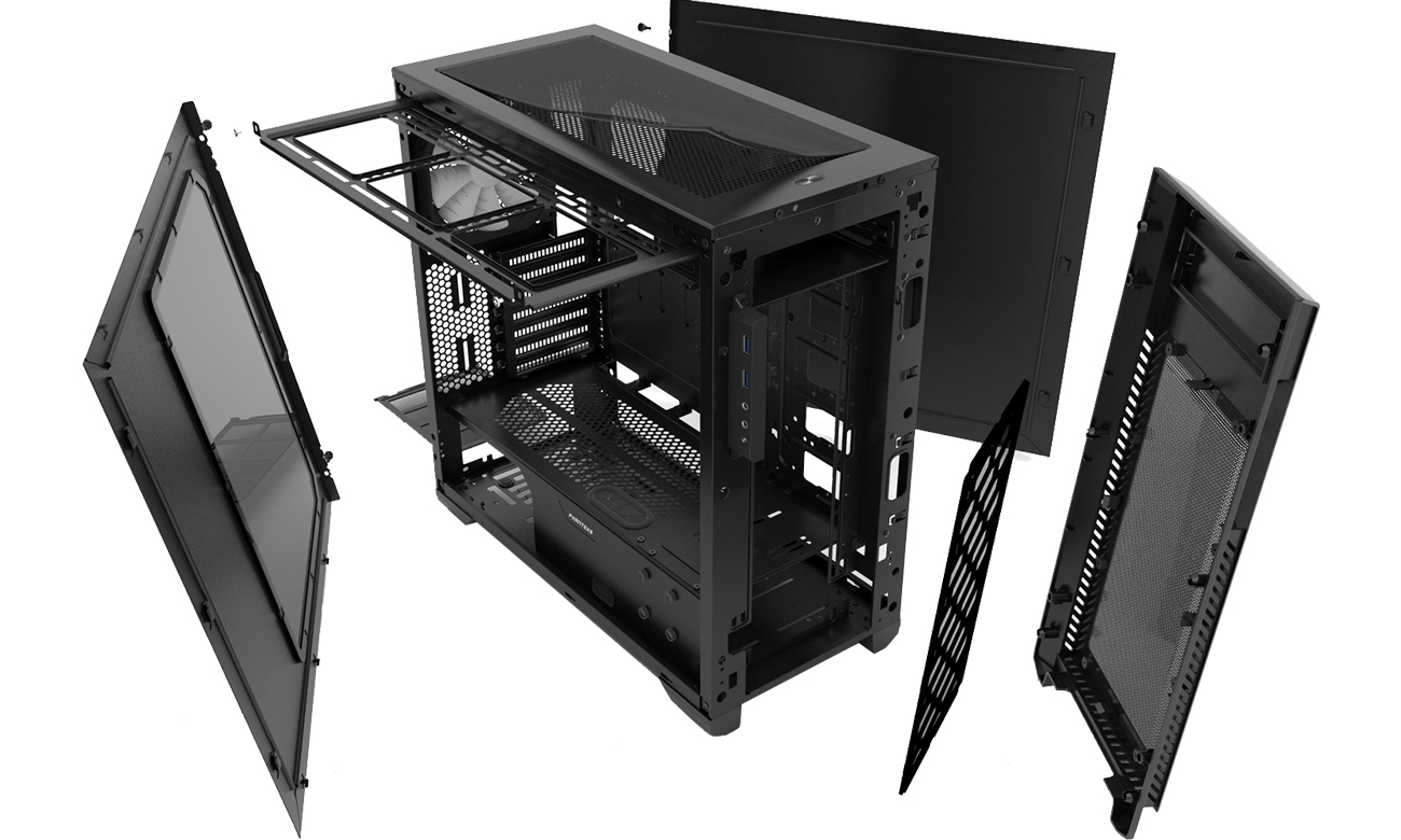 Phanteks Enthoo Pro M miejsca montażowe i filtry