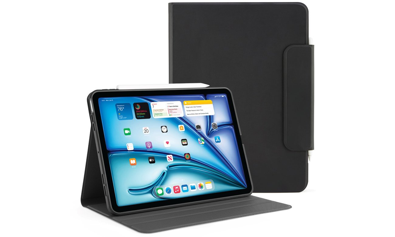 Etui Pipetto Origami No5 Rotating Folio Case do iPad Air 11'' (2024) Czarne - Widok ogólny