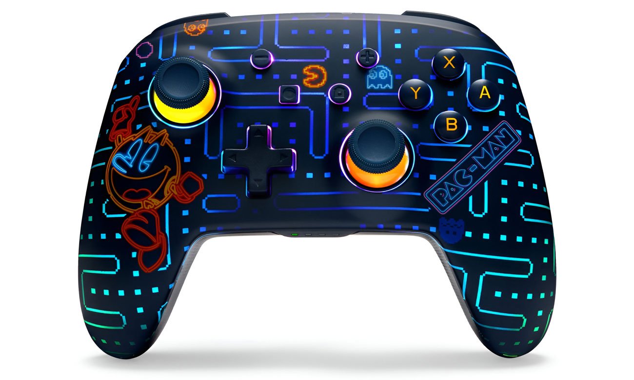 PowerA Enhanced Lumectra PAC-MAN do Nintendo Switch - Widok od przodu pod kątem