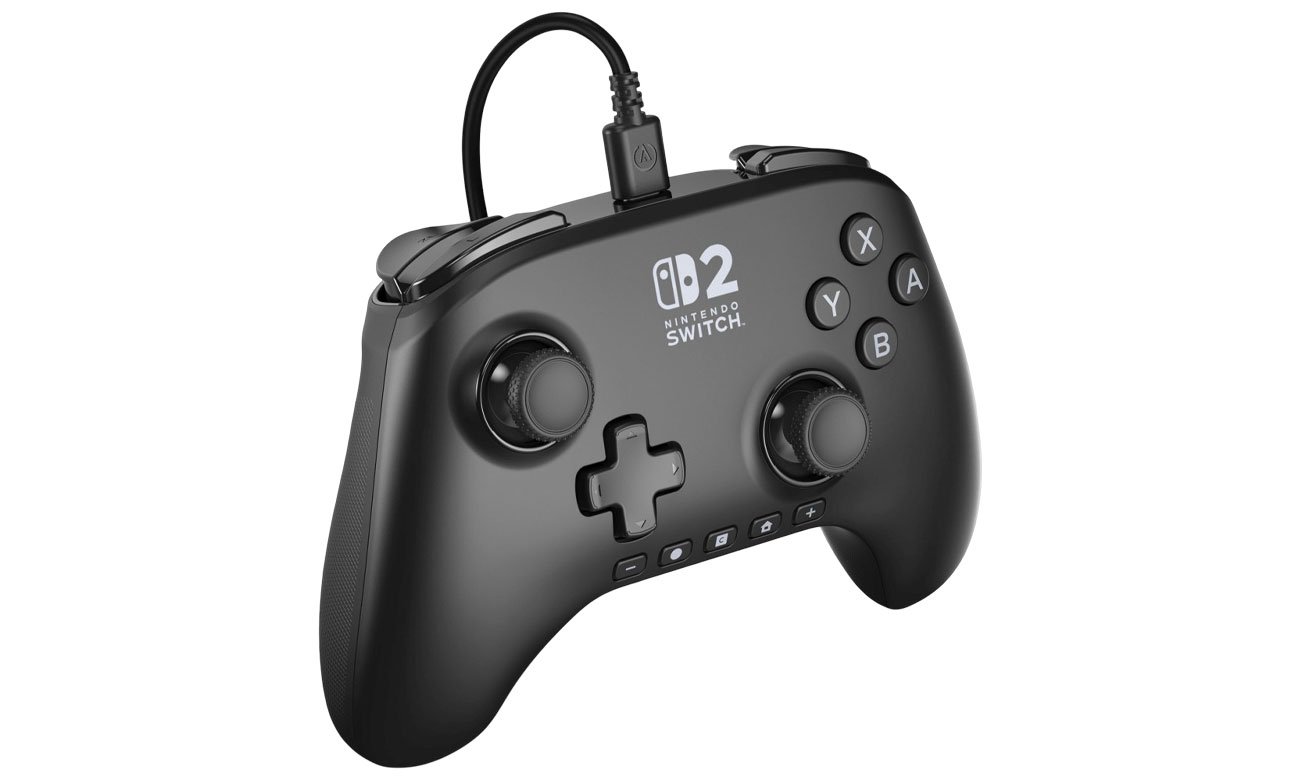 Kontroler PowerA Advantage Czarny dla Nintendo Switch 2 - Widok od przodu pod kątem