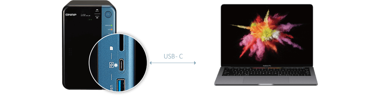 QNAP TS-253B-8G złącze USB-C