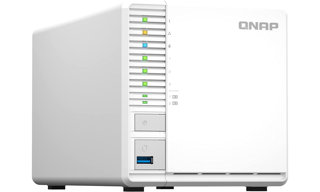 Serwer NAS z macierzą RAID QNAP TS-364 - Widok od przodu i prawego boku