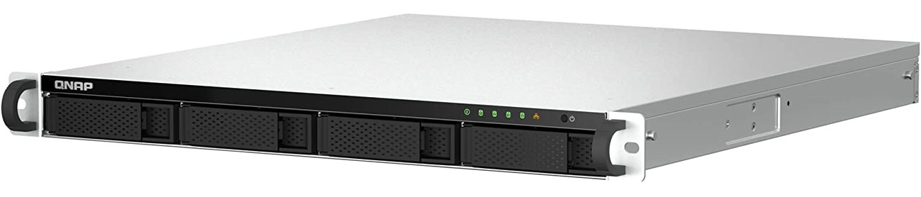 Serwer NAS w obudowie RACK QNAP TS-464U - Widok od przodu i lewego boku