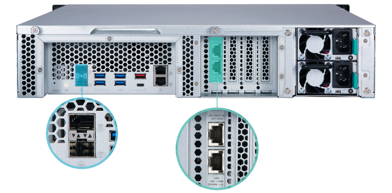 QNAP TS-h1277XU-RP-3700X-32G widok z tyłu