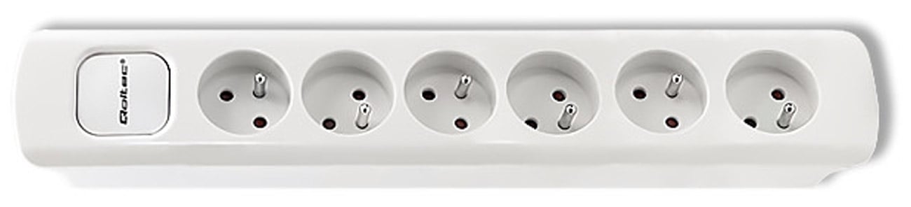 Listwa zasilająca Qoltec 50278 (8 gniazd, 2x USB, 1.8m, biała) - Widok od góry pod kątem